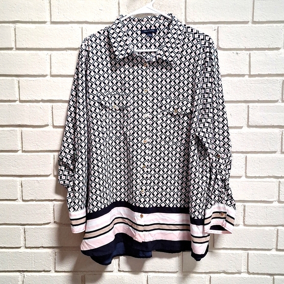 Tommy Hilfiger Gold Button-Up Long Sleeve Blouse. Size XL NWOT - Picture 1 of 12